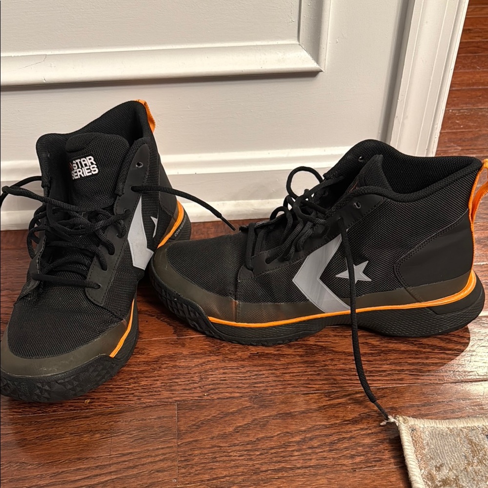 Converse x Tinker Hatfield Black and Orange High-Top Basketball Sneakers